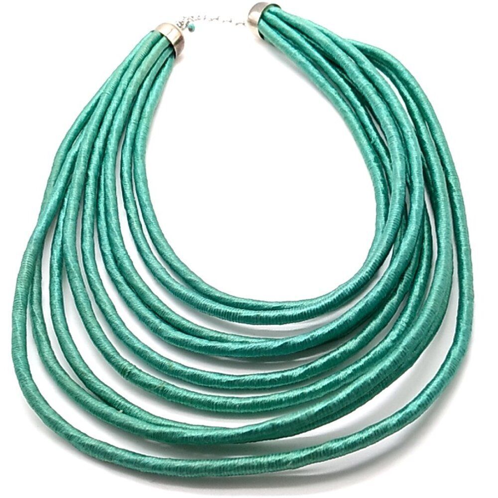 9 Strand Green Turquoise Sulewe Thread Statement Necklace